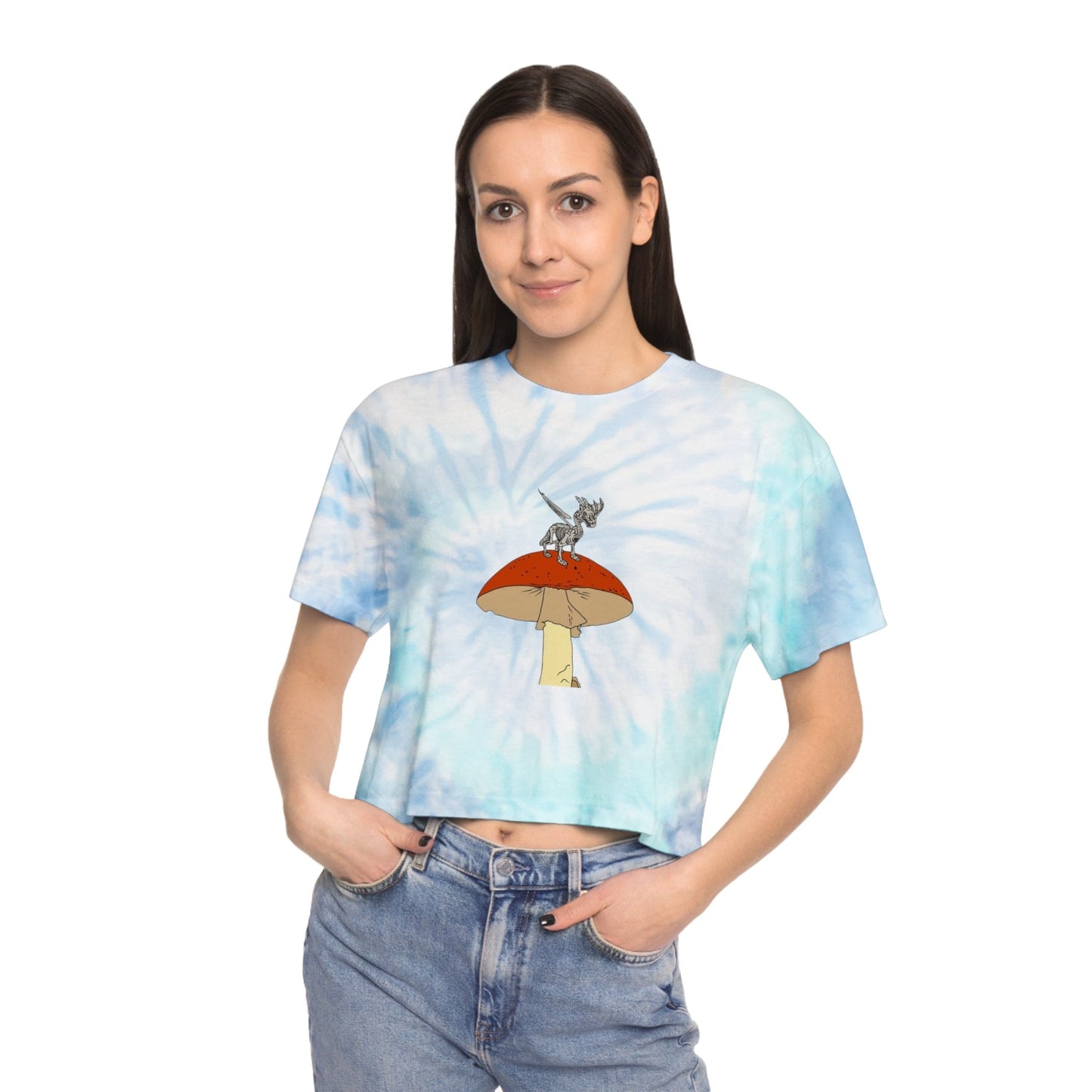 Chill Vibes Women's Tie-Dye Crop Tee, Stylish Summer Top, Casual Outfit, Gifts for Her, Festival Wear, Beach Apparel - Hat and Skull Art