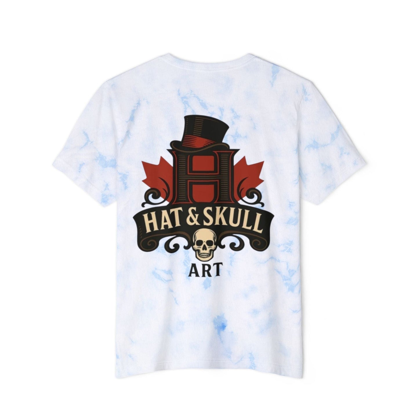 Colorful Tie-Dyed Unisex T-Shirt - Edgy Halloween Wear, Casual Streetwear, Artistic Graphic Tee, Unique Gift for Him/Her - Hat and Skull Art