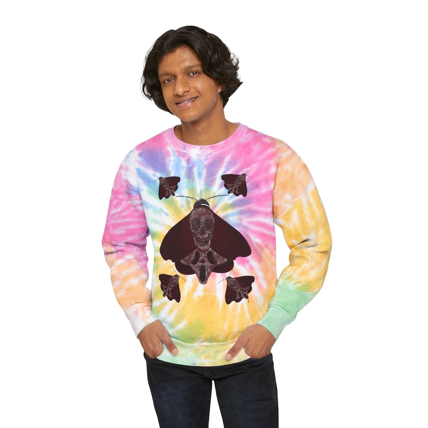 Chill Vibes Tie-Dye Sweatshirt | Unisex Fashion, Cozy Sweatshirt, Summer or Fall Outfit, Nature Inspired Gift, Comfortable Layering - Hat and Skull Art
