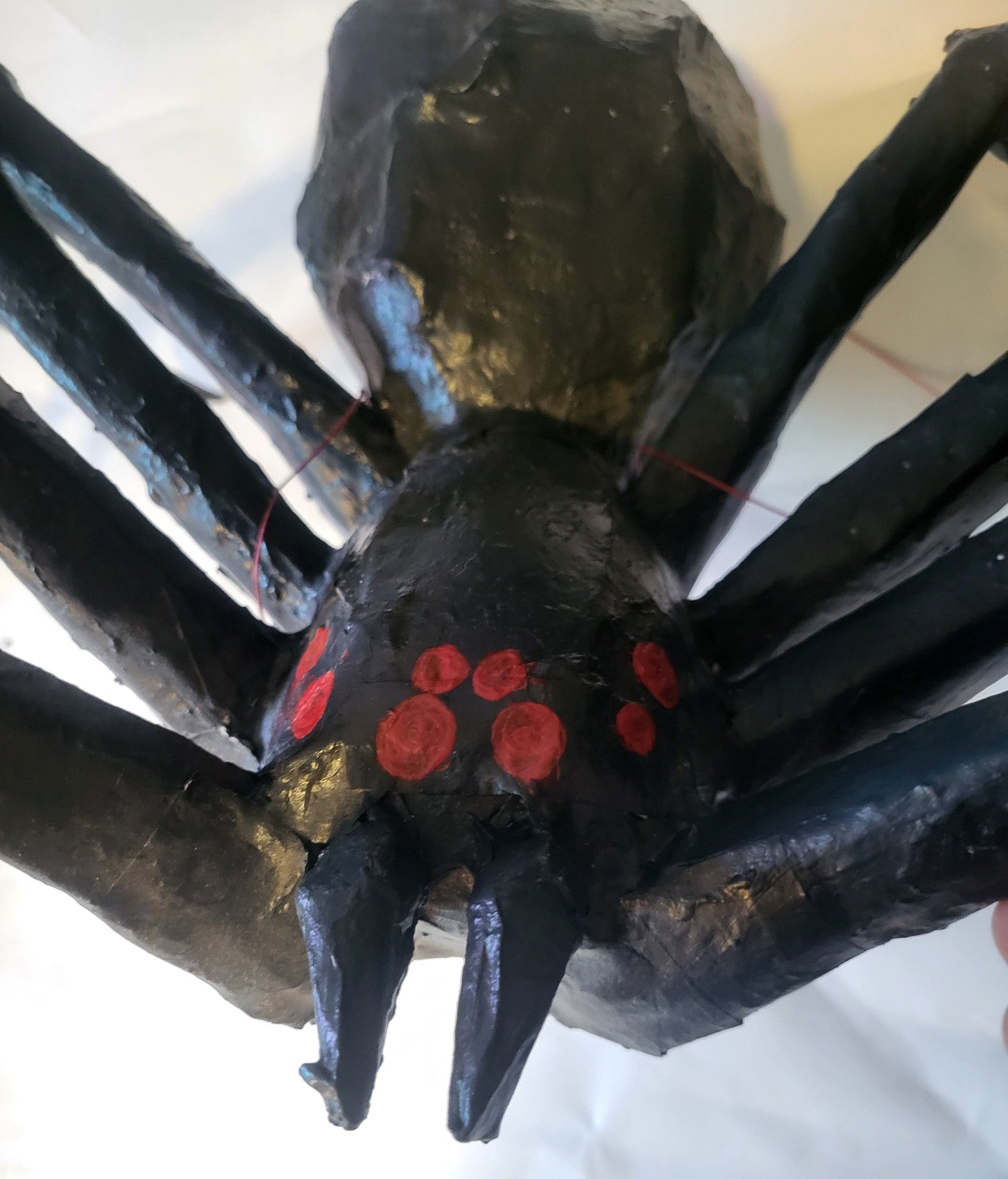 Creepy Crawly Spider Decoration – Handcrafted Halloween Ornament - Hat and Skull Art