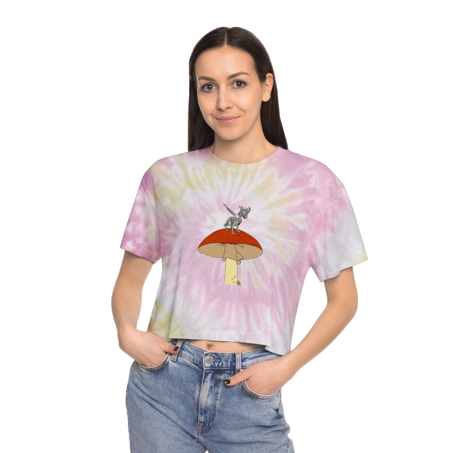 Chill Vibes Women's Tie-Dye Crop Tee, Stylish Summer Top, Casual Outfit, Gifts for Her, Festival Wear, Beach Apparel - Hat and Skull Art