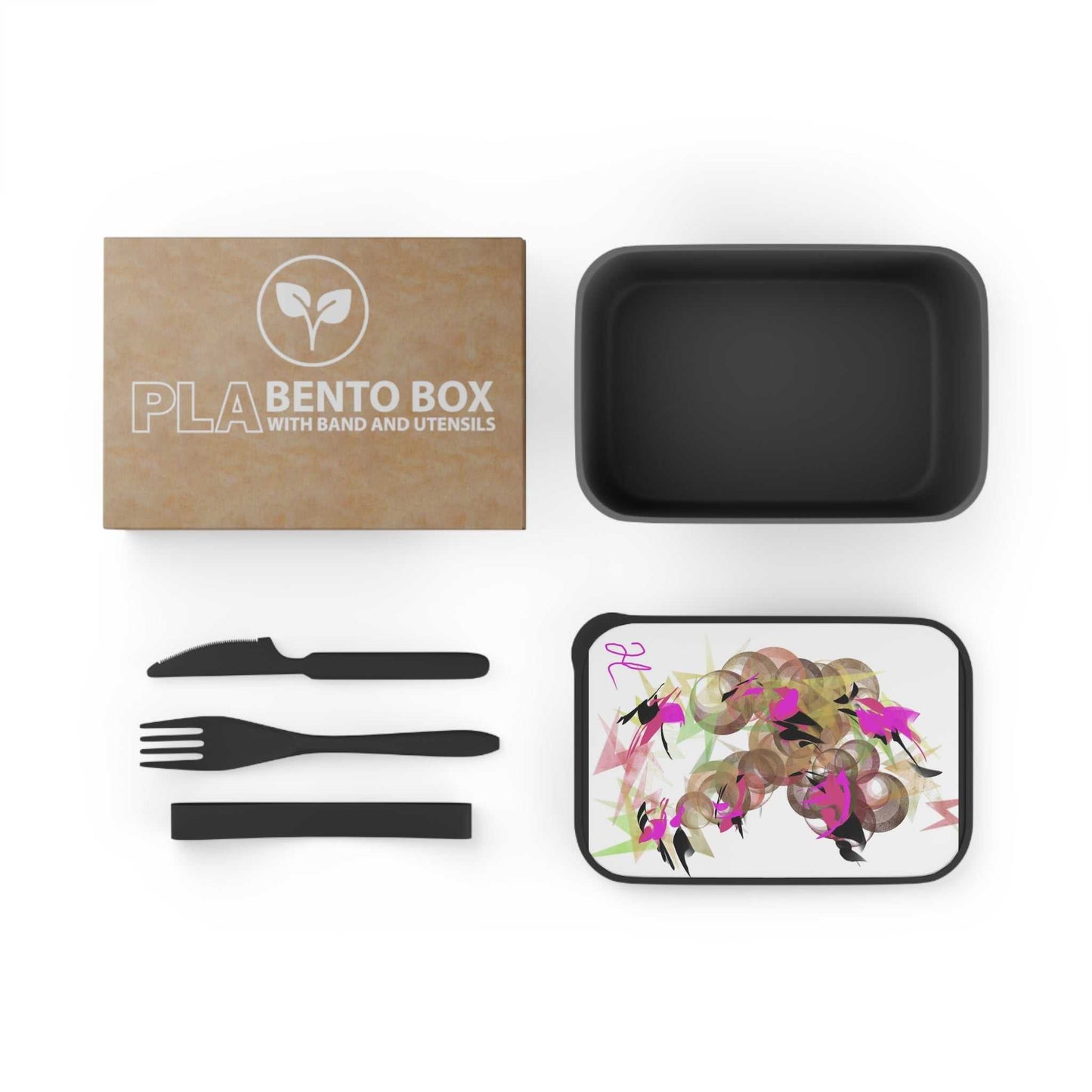 "Electric Flight" Rainbow Art Bento Box with Utensils – Perfect for Lunch on the Go!