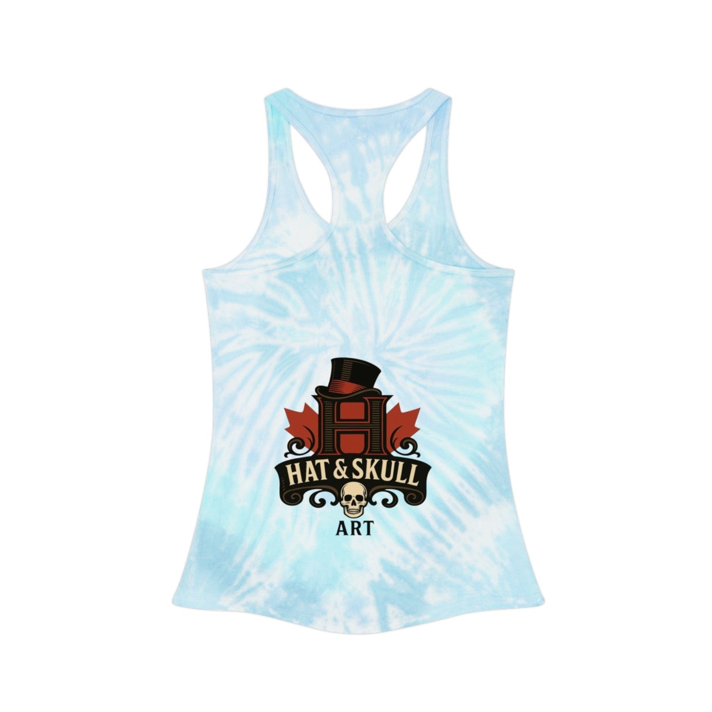 Colorful Tie Dye Tank Top with Mushroom Print, Summer Top, Festival Clothing, Bohemian Wear, Cute Graphic Tee - Hat and Skull Art
