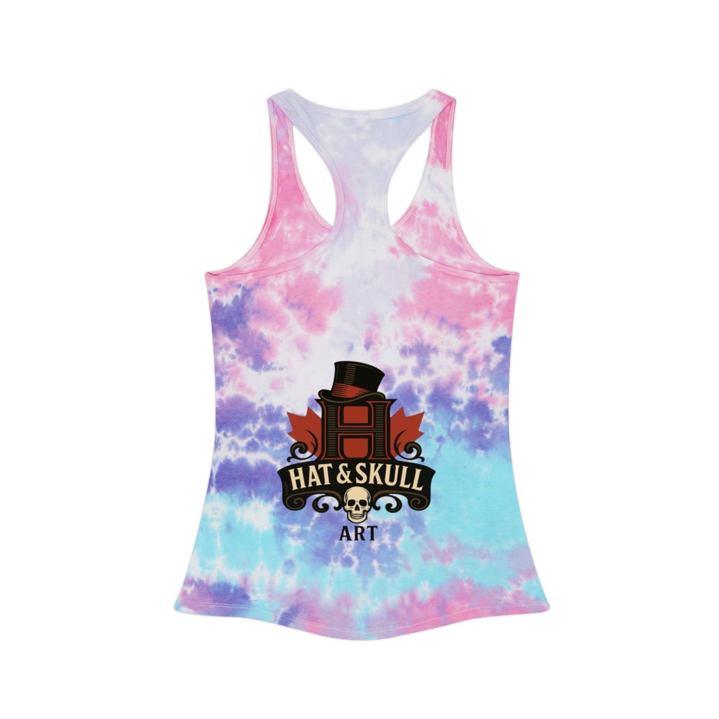 Colorful Tie Dye Tank Top with Mushroom Print, Summer Top, Festival Clothing, Bohemian Wear, Cute Graphic Tee - Hat and Skull Art