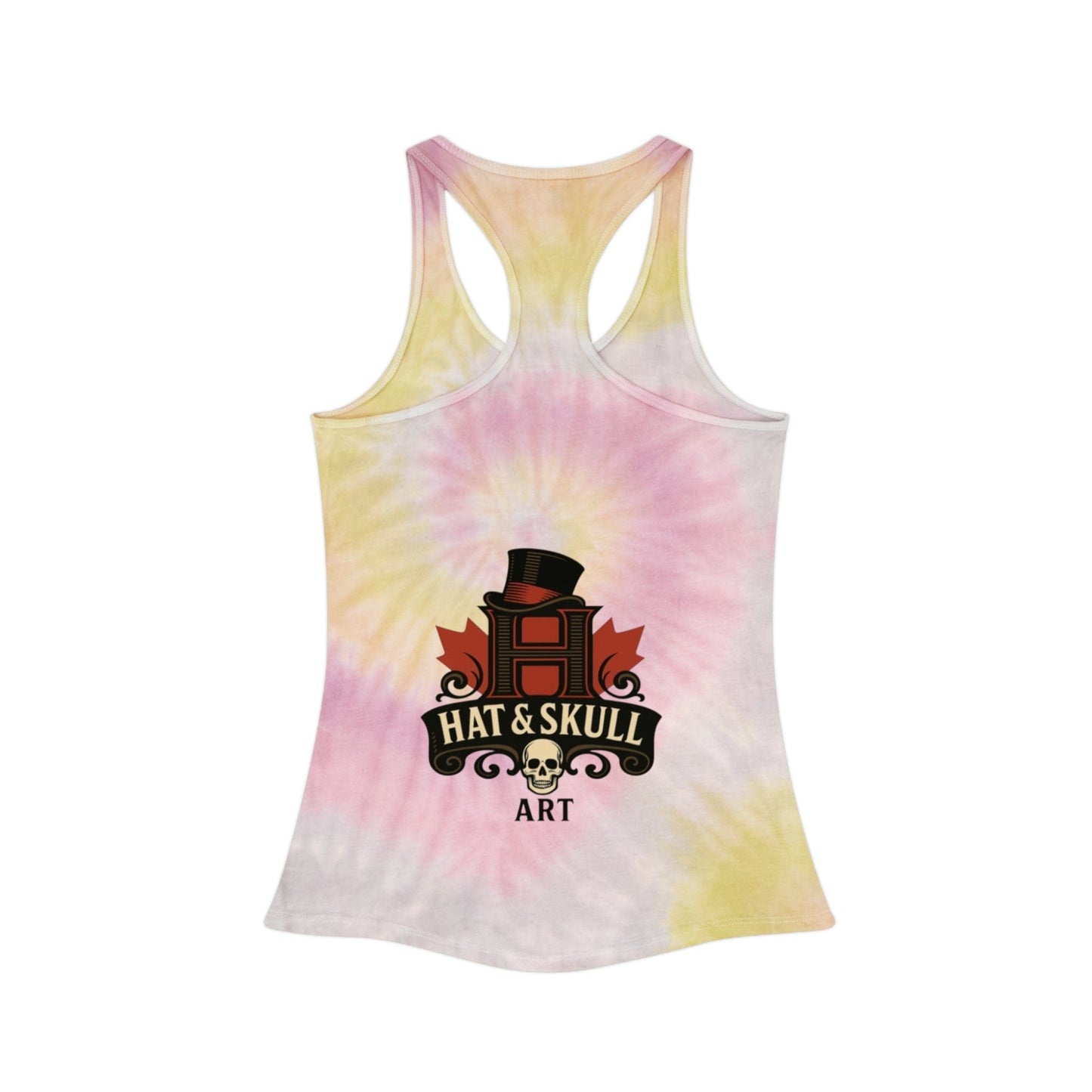 Colorful Tie Dye Tank Top with Mushroom Print, Summer Top, Festival Clothing, Bohemian Wear, Cute Graphic Tee - Hat and Skull Art