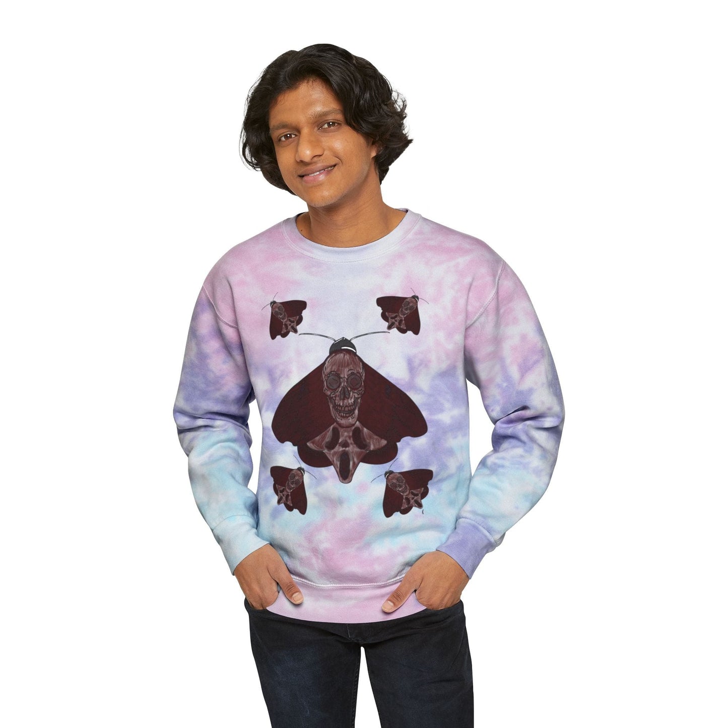 Chill Vibes Tie-Dye Sweatshirt | Unisex Fashion, Cozy Sweatshirt, Summer or Fall Outfit, Nature Inspired Gift, Comfortable Layering - Hat and Skull Art