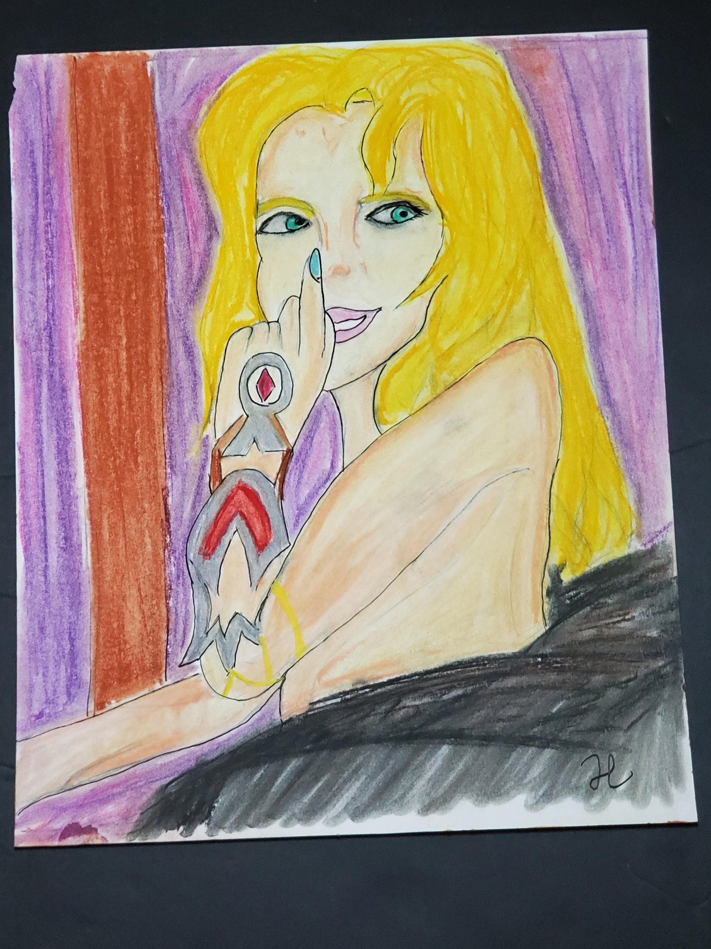 Barbarella Fan Art Pastel Print - 8x11 Limited Edition - Hat and Skull Art
