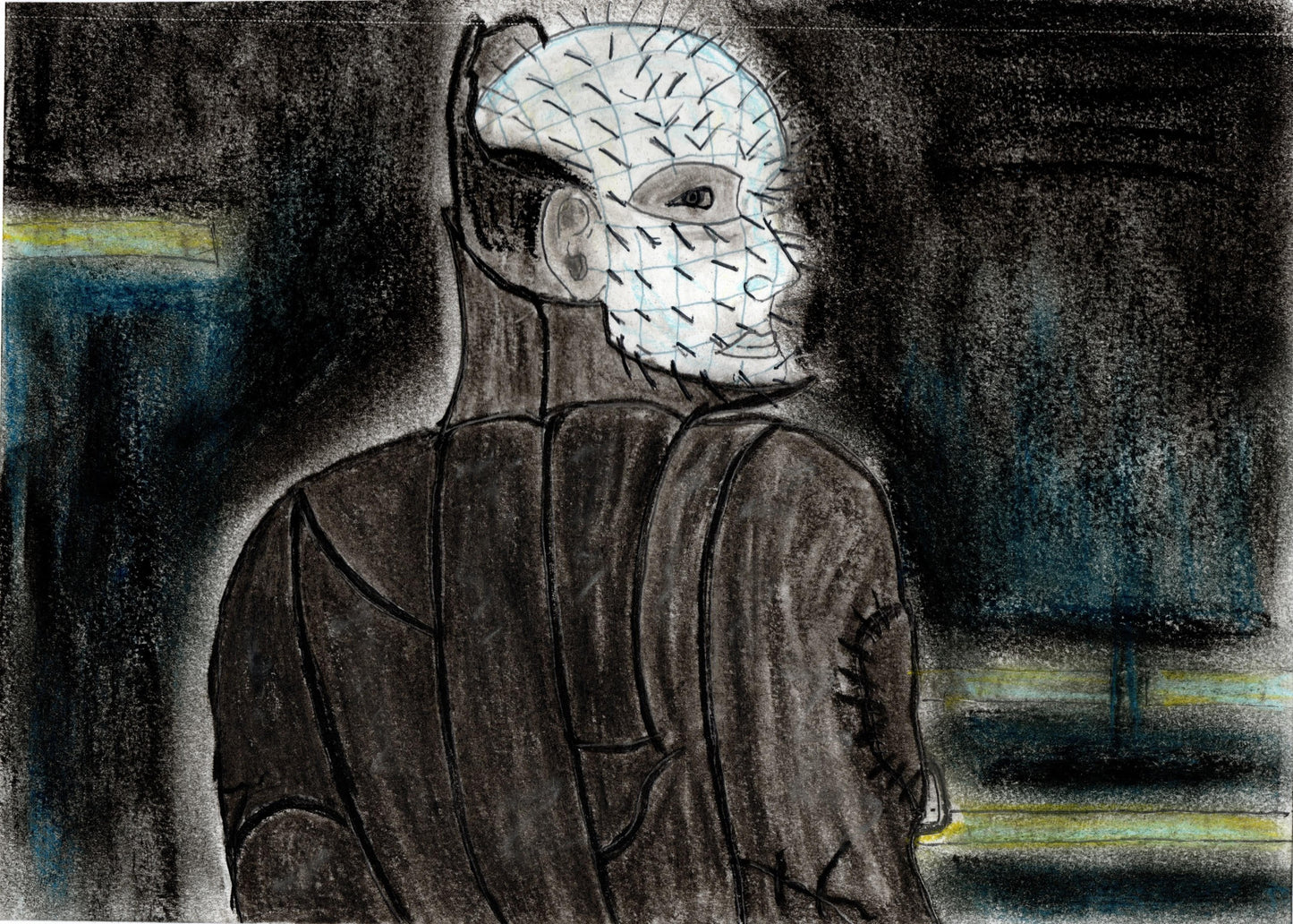 Pinhead 8x10 Art Print – Hellraiser Horror Icon Fan Painting - Hat and Skull Art