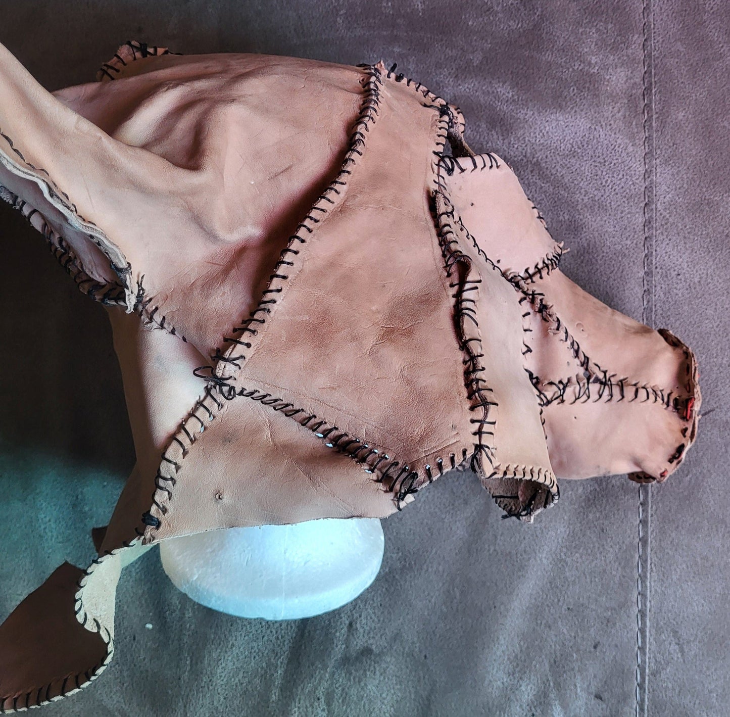 Tattooed Leather Pig Mask – Gothic Horror Statement Piece