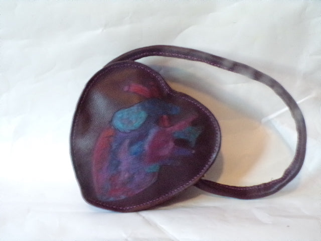 Anatomical Heart Leather Bag - Hat and  Skull Art 