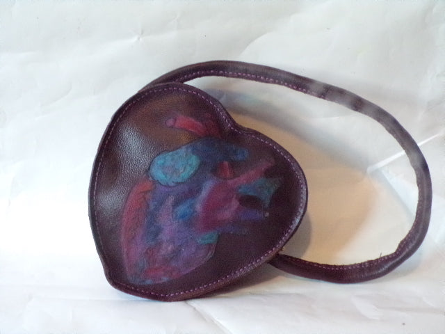 Anatomical Heart Leather Bag - Hat and  Skull Art 