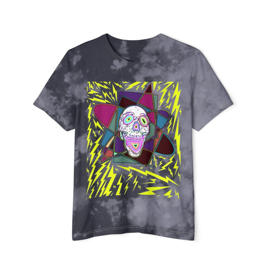 Colorful Tie-Dyed Unisex T-Shirt - Edgy Halloween Wear, Casual Streetwear, Artistic Graphic Tee, Unique Gift for Him/Her - Hat and  Skull Art 