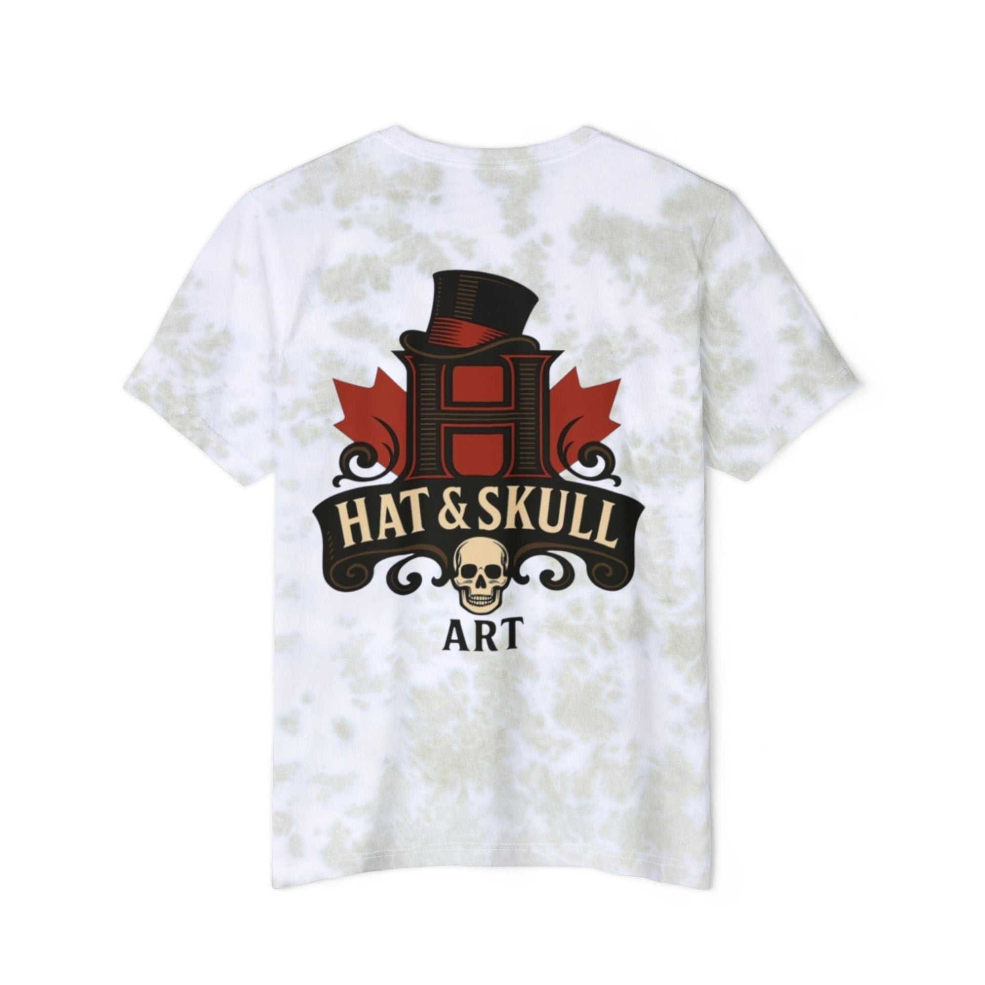 Colorful Tie-Dyed Unisex T-Shirt - Edgy Halloween Wear, Casual Streetwear, Artistic Graphic Tee, Unique Gift for Him/Her - Hat and  Skull Art 