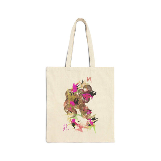 "Electric Flight" Stylish Cotton Canvas Tote Bag - Abstract Floral Design
