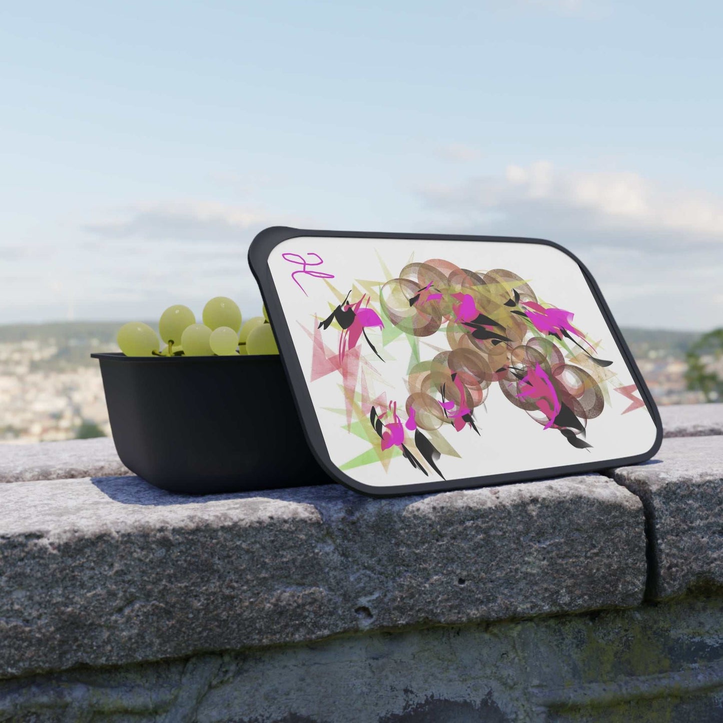 "Electric Flight" Rainbow Art Bento Box with Utensils – Perfect for Lunch on the Go!