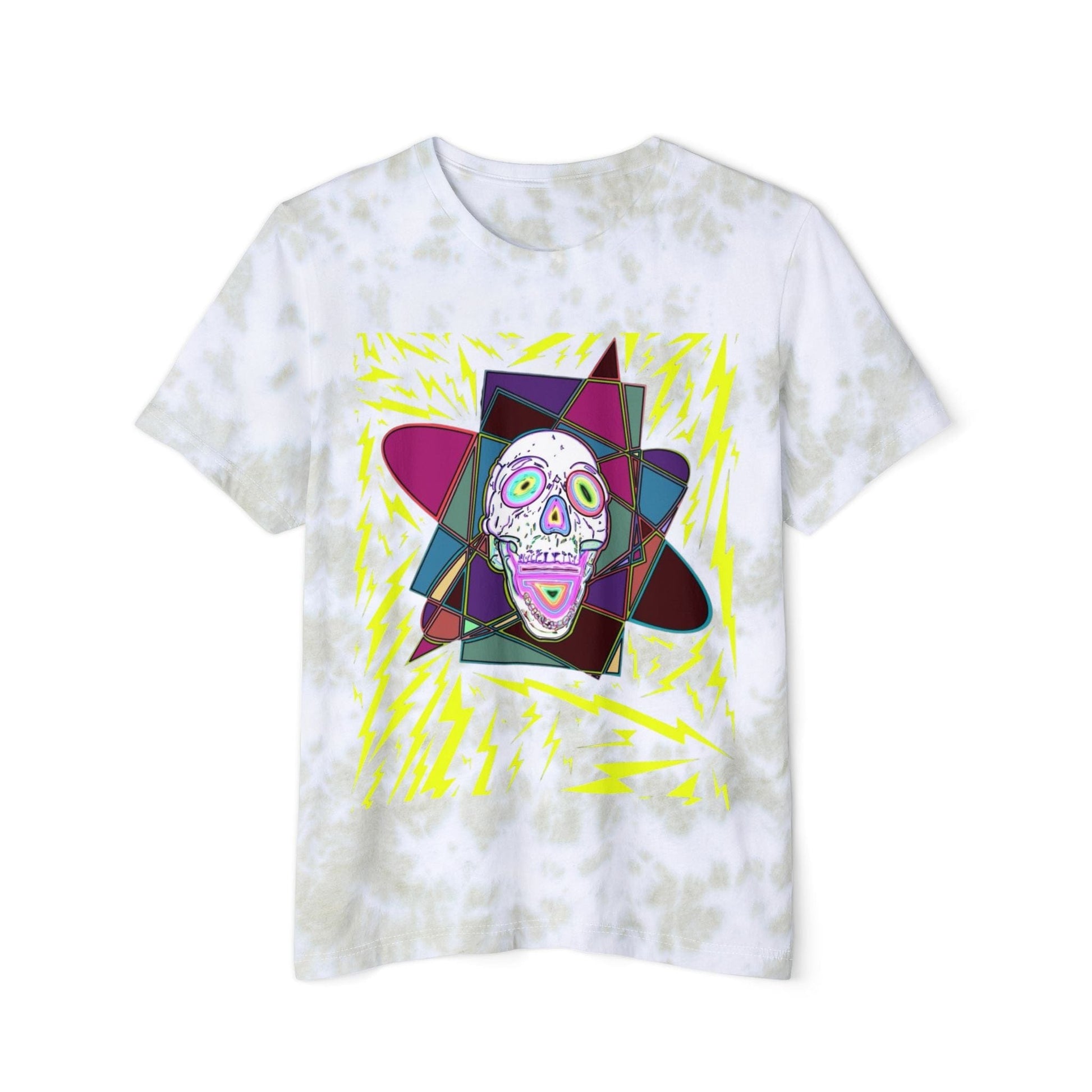 Colorful Tie-Dyed Unisex T-Shirt - Edgy Halloween Wear, Casual Streetwear, Artistic Graphic Tee, Unique Gift for Him/Her - Hat and  Skull Art 