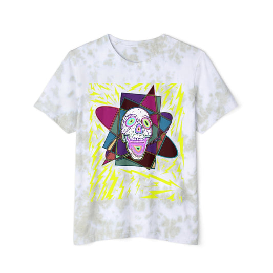 Colorful Tie-Dyed Unisex T-Shirt - Edgy Halloween Wear, Casual Streetwear, Artistic Graphic Tee, Unique Gift for Him/Her - Hat and  Skull Art 