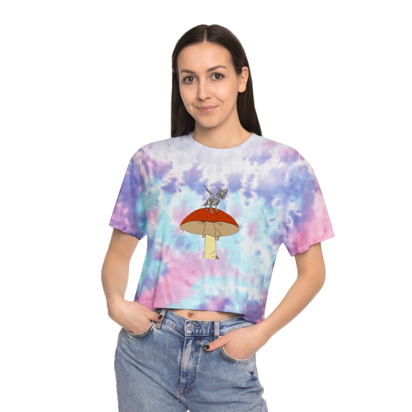 Chill Vibes Women's Tie-Dye Crop Tee, Stylish Summer Top, Casual Outfit, Gifts for Her, Festival Wear, Beach Apparel - Hat and  Skull Art 