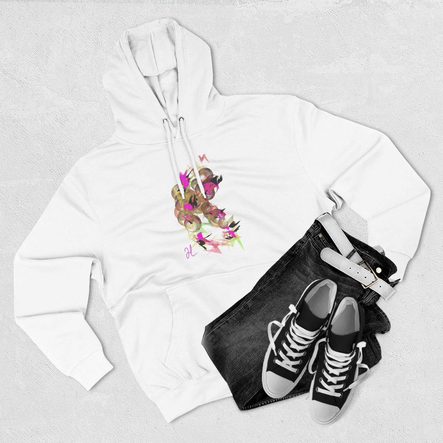 "Electric Flight" Artistic Three-Panel Fleece Hoodie for Creative Souls