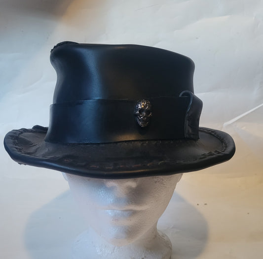 Handcrafted Leather Pork Pie Hat - Hat and  Skull Art 