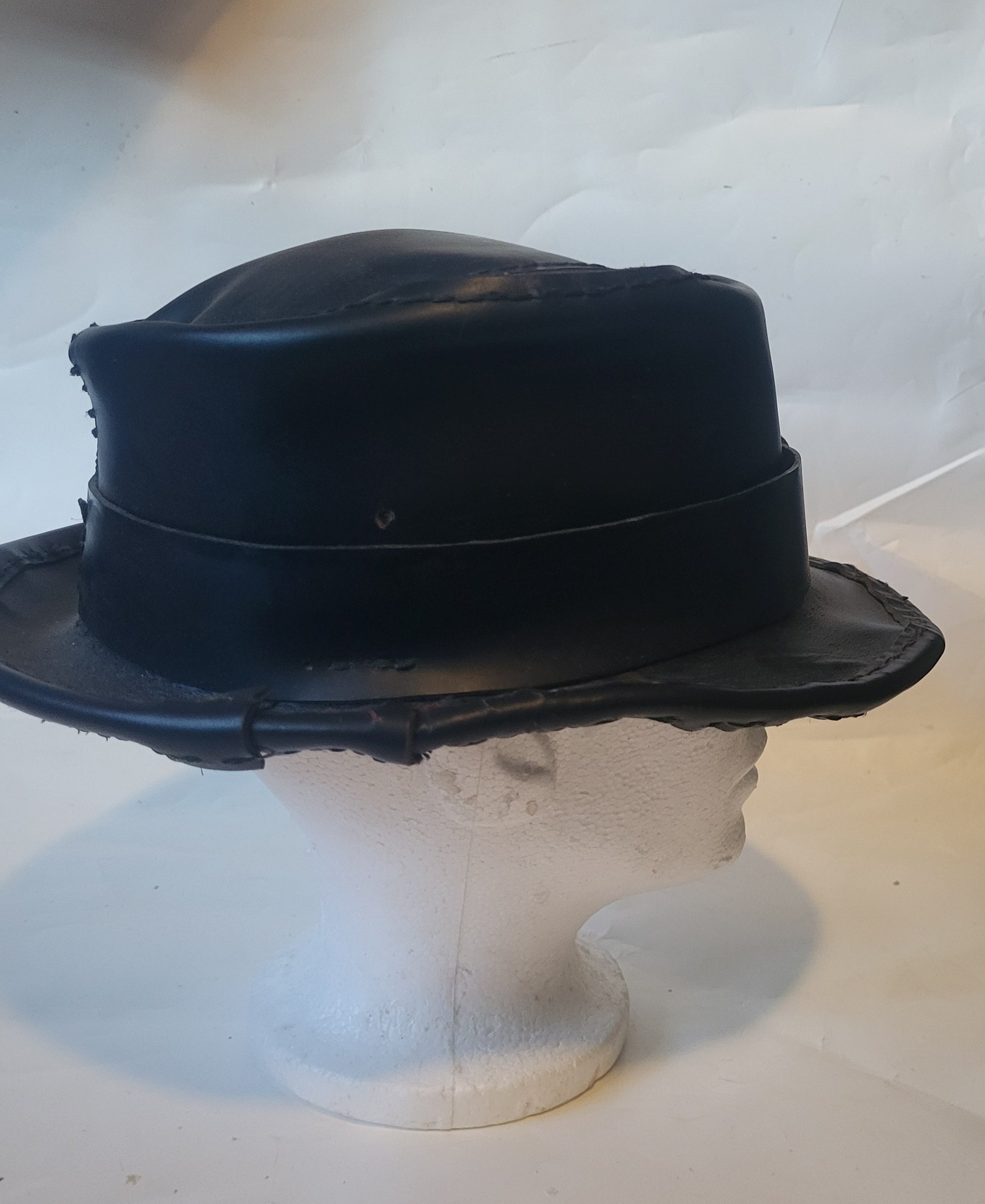 Handcrafted Leather Pork Pie Hat - Hat and  Skull Art 