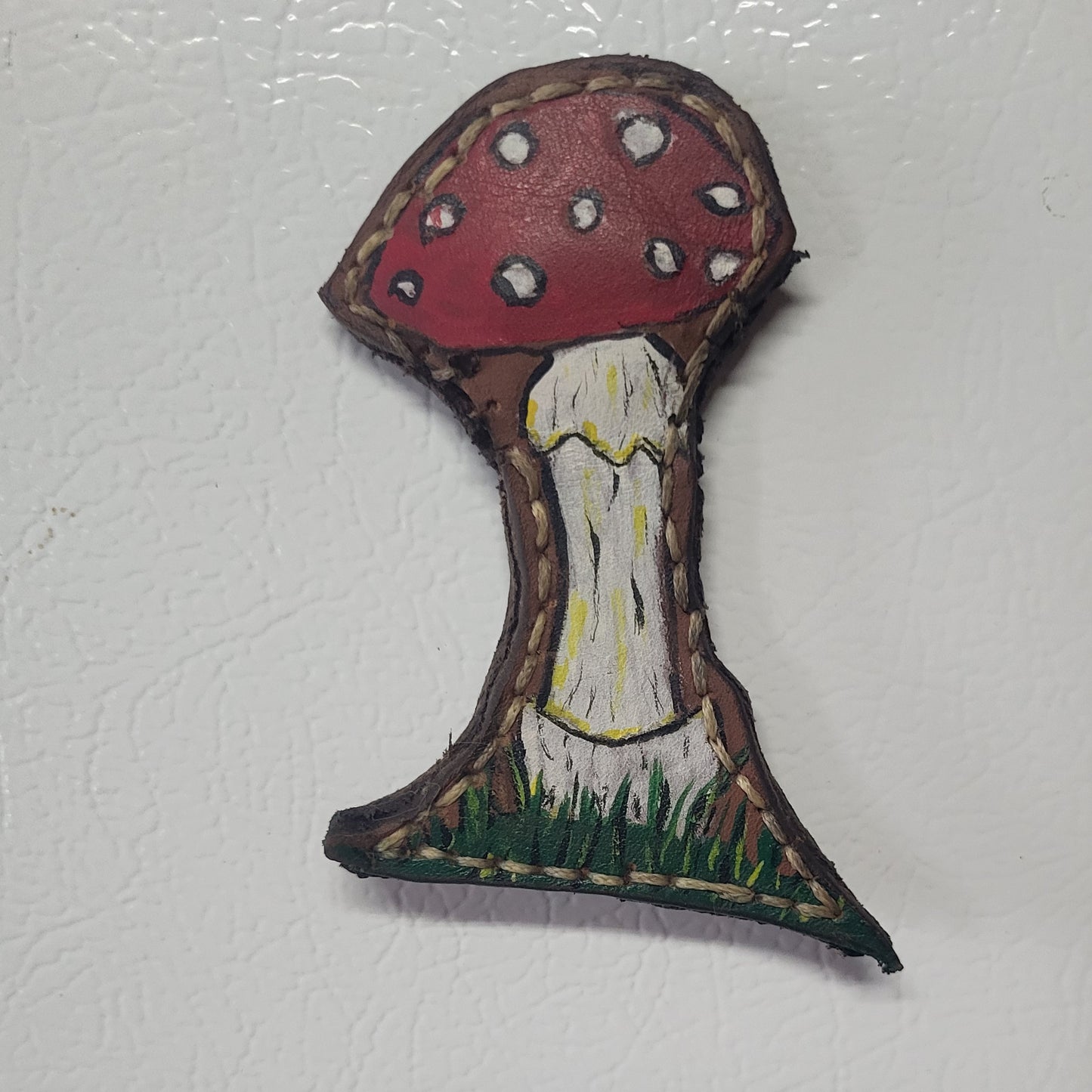 Intricate Horween Leather Tattooed Mushroom Magnets - Hat and  Skull Art 