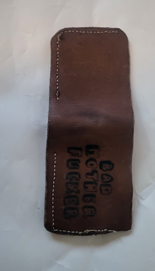 Premium Customizable Leather wallet Bad MF - Hat and  Skull Art 