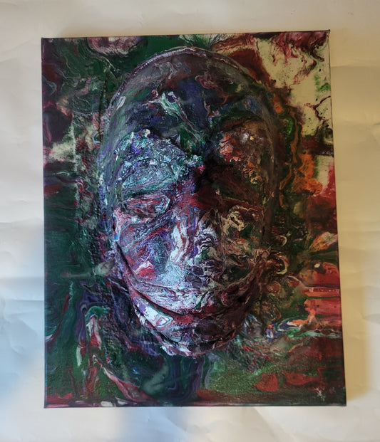 Joker” – 3D Acrylic Pour Mask Art on Stretched Canvas | Dark Abstract Mixed Media - Hat and  Skull Art 