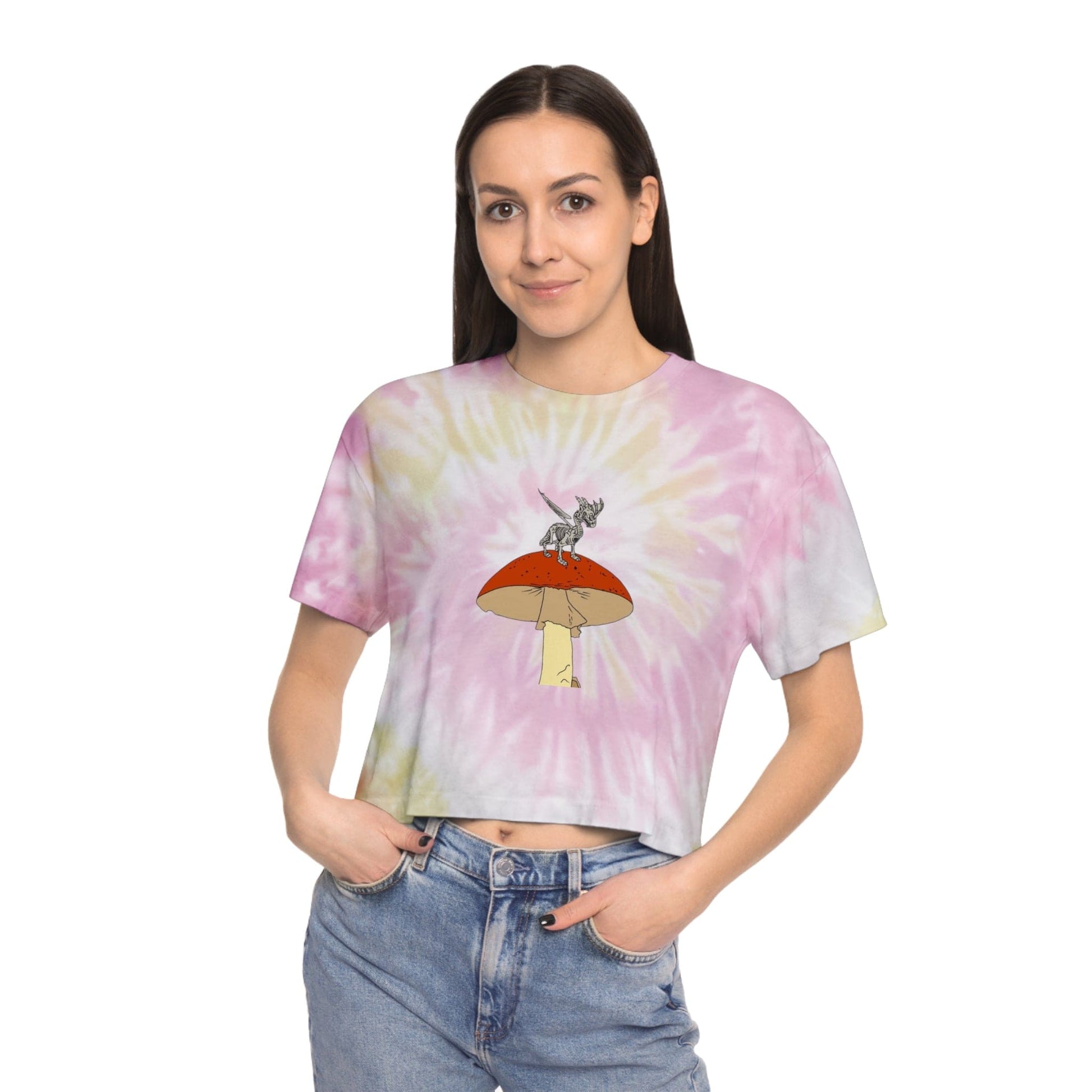 Chill Vibes Women's Tie-Dye Crop Tee, Stylish Summer Top, Casual Outfit, Gifts for Her, Festival Wear, Beach Apparel - Hat and  Skull Art 