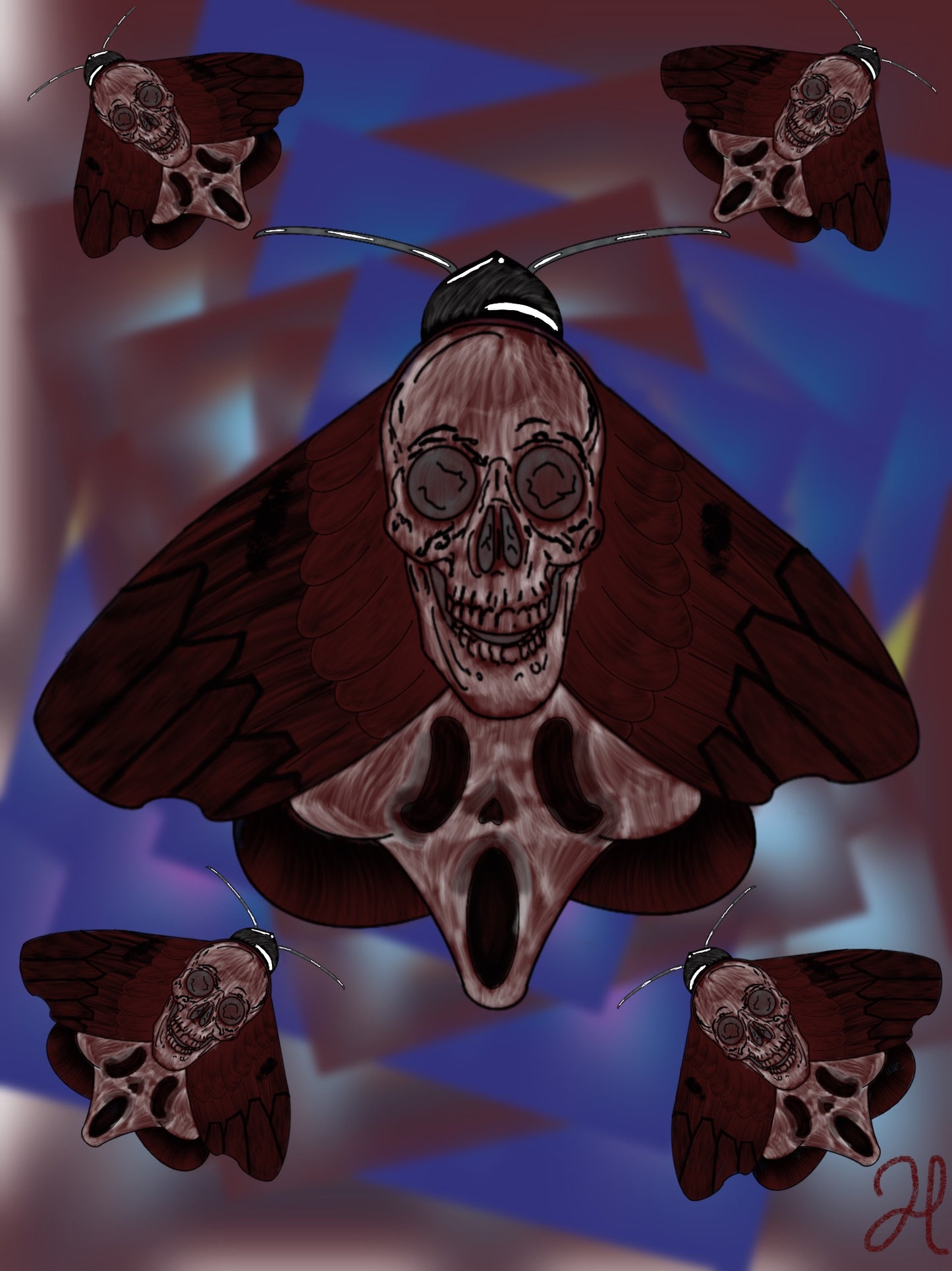 Horror Moth - Hat and  Skull Art 