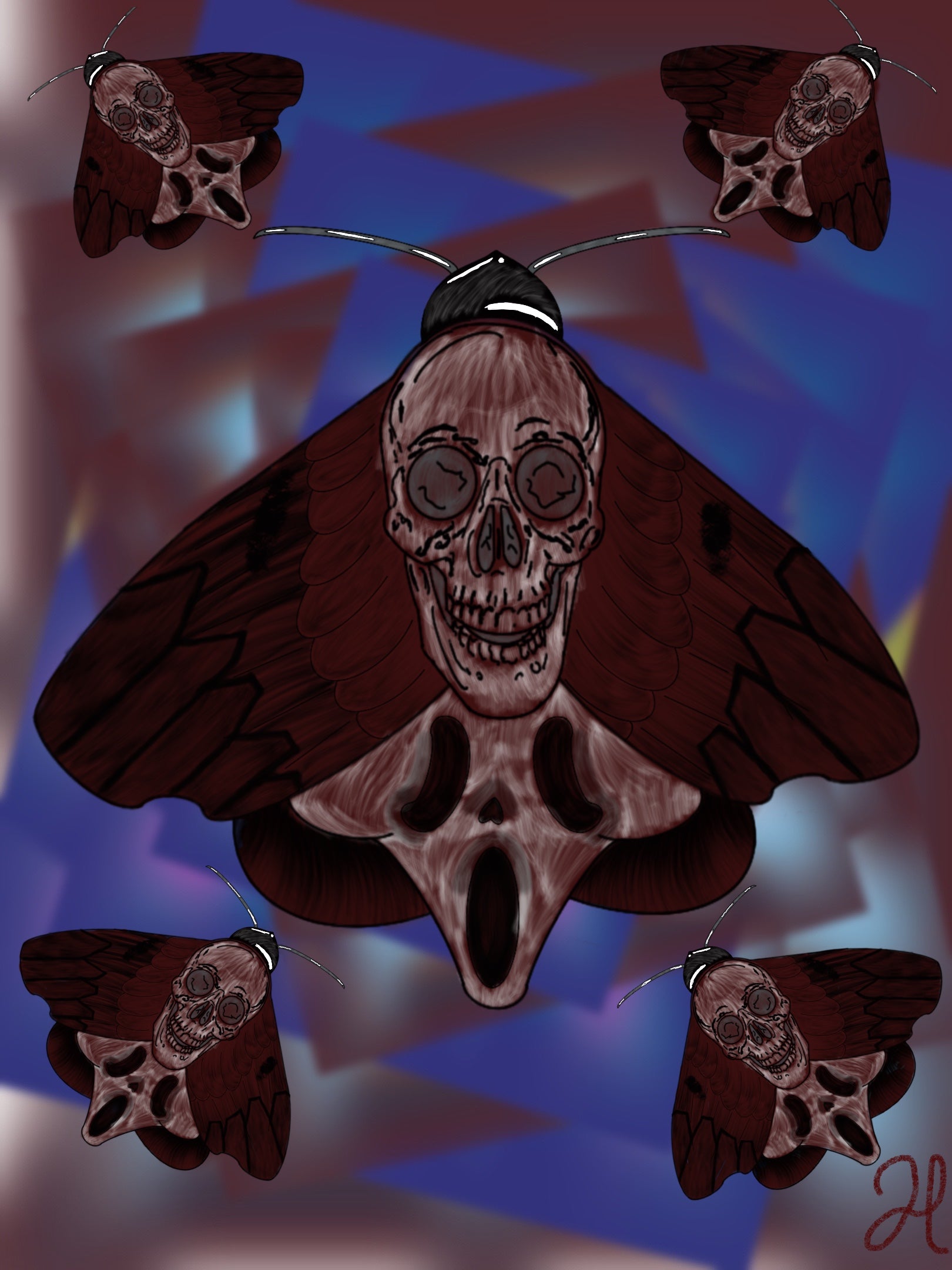 Horror Moth - Hat and  Skull Art 