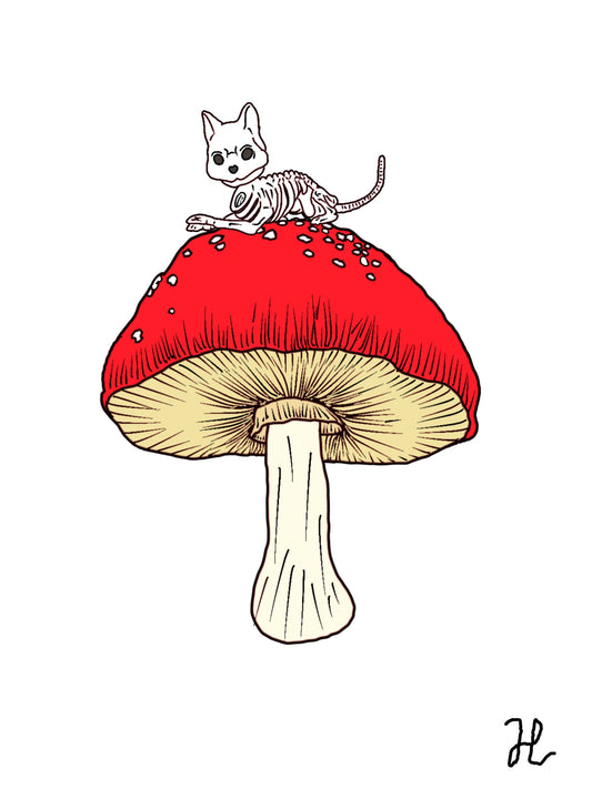 death cap kritters cat - Hat and  Skull Art 