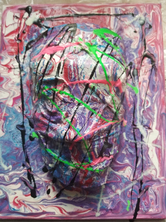 Smile - Abstract Skull Portrait | Original Mixed Media on Canvas - Hat and  Skull Art 