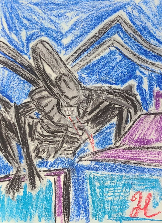 Alien Morph Fanart – 8x10 Pastel Drawing by Hat - Hat and  Skull Art 