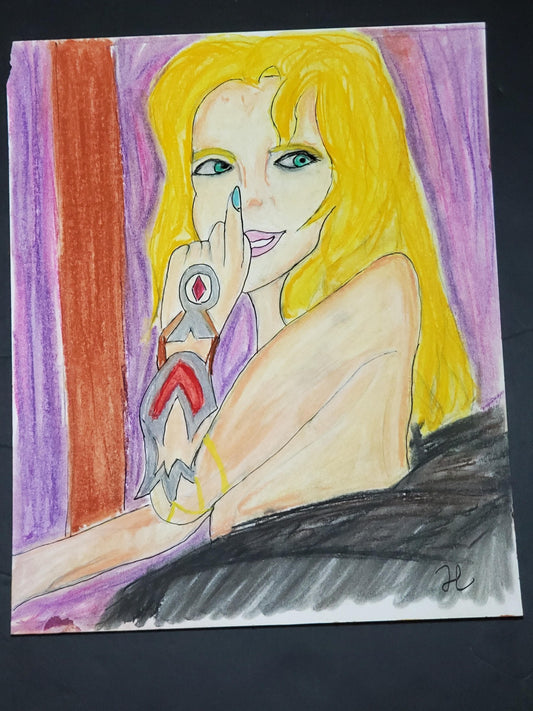 Barbarella Fan Art Pastel Print - 8x11 Limited Edition - Hat and  Skull Art 