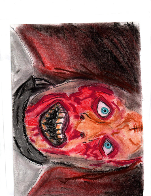 Dramatic Bloody Face 8x10 Art Print – Gothic Expressionist Horror Artwork - Hat and  Skull Art 