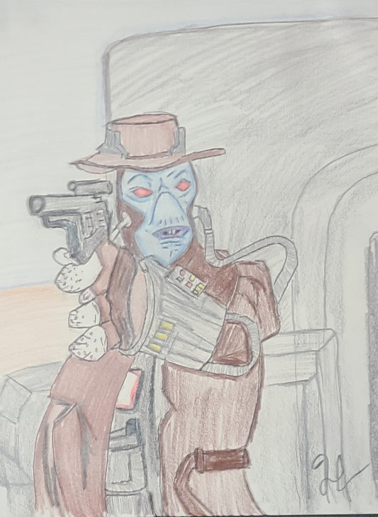 Cad Bane Fanart – 11x15 Colored Pencil Illustration by Hat - Hat and  Skull Art 