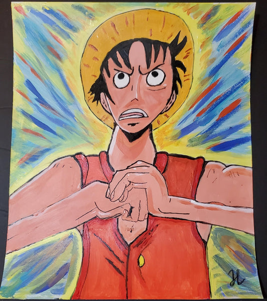 Monkey D. Luffy One Piece Fanart – 11x15 Acrylic & Metallic Paint Original - Hat and  Skull Art 
