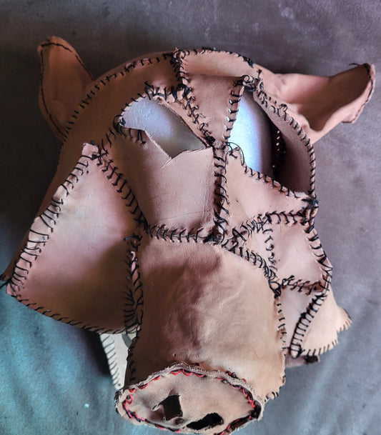 Tattooed Leather Pig Mask – Gothic Horror Statement Piece