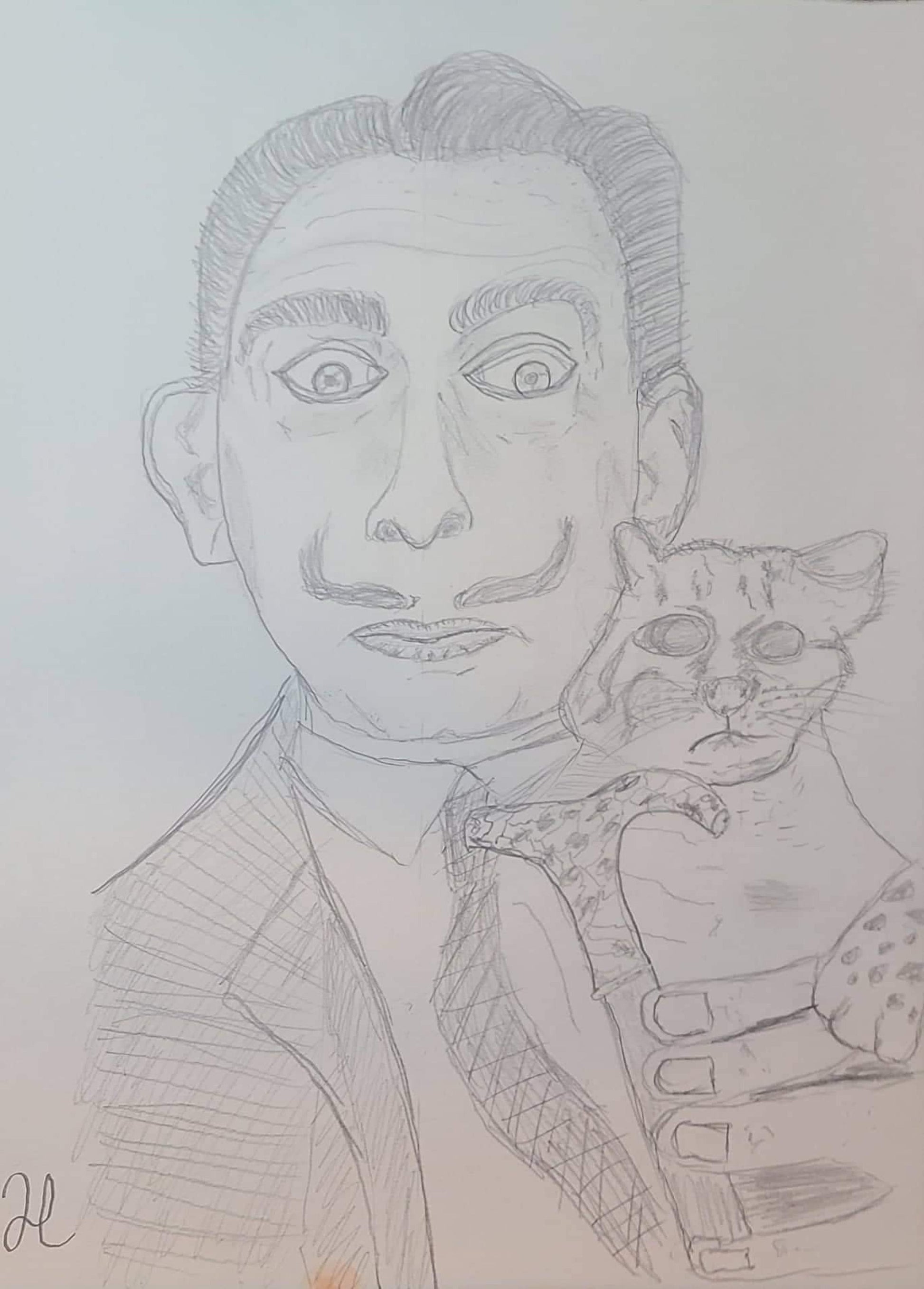 Salvador Dalí Pencil Portrait Sketch – Hand-Drawn Art by Hat & Skull - Hat and  Skull Art 