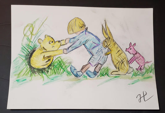 Pooh Trapped in Rabbit Hole – 11x15 Watercolor Art Print (Winnie the Pooh Collection) - Hat and  Skull Art 